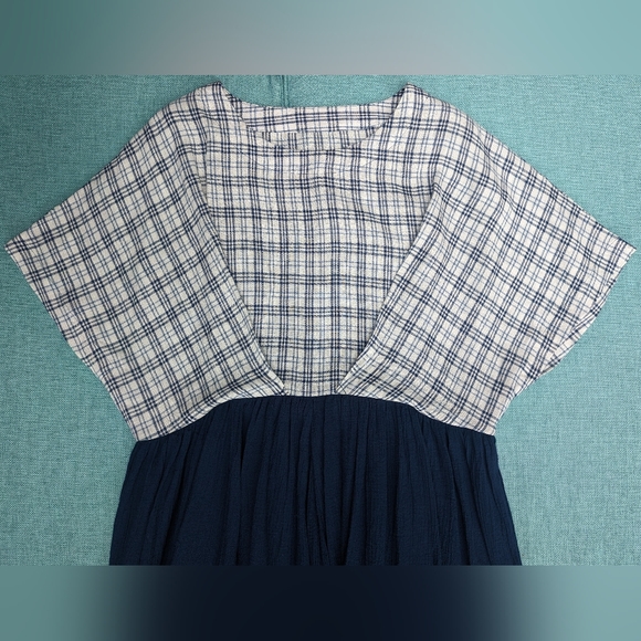 New With Tags Women's Medium Cotton Plaid Blue Dress - Picture 7 of 10